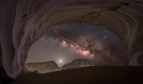 Milky Way captured from a cave in Egyptian Desert