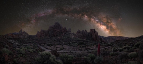 Milky Way Panorama over Roques de Garcia in Tedde NP Tenerife