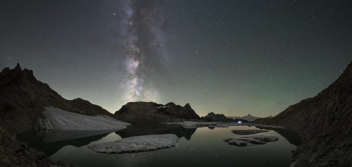 Milky Way Panorama over Gerenpass in Switzerland