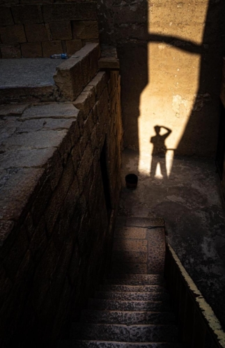 Photographer's Shadow in Jaisalmer Fort in India