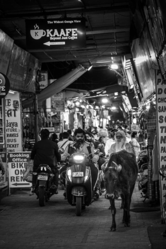 Busy Street of Rishikesh in India
