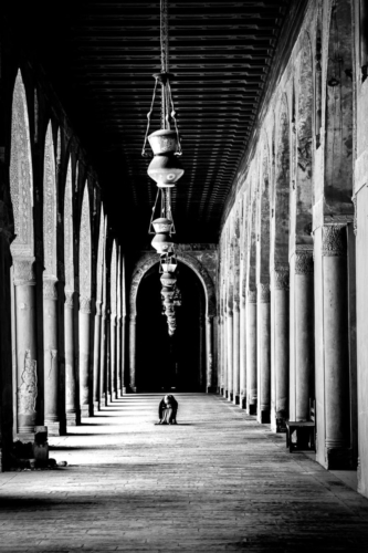 Praying in the Ibn Tulun Mosque in Cairo