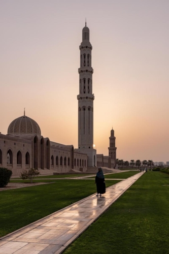 Sultan Qaboos Mosque at Sunset in Muscat Oman