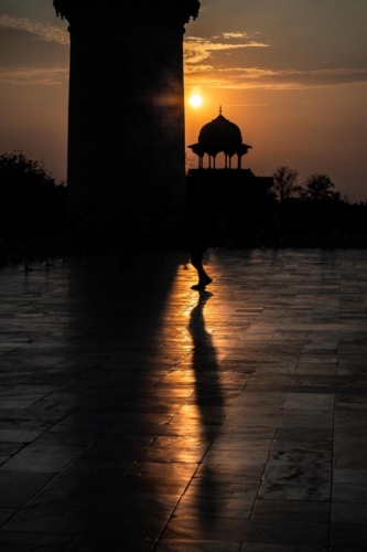 Man's Shadow during Taj Mahal Sunset
