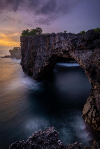Sunset over Broken Beach in Nusa Penida