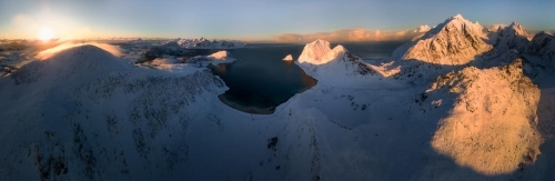 360 Panorama of Haukland Beach at Sunrise 