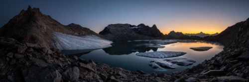 Sunset Panorama of the Chueboden Glacier
