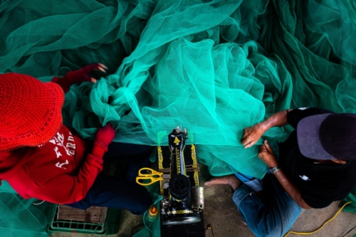 Fishing Net Work in Vietnam