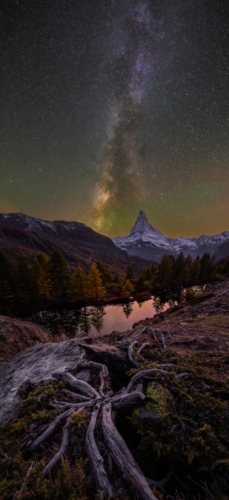 Grindjisee Milky Way Vertical Panorama