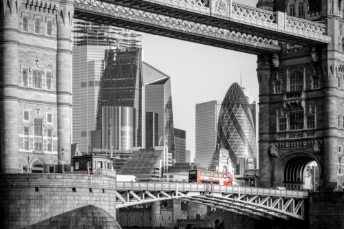 London Bus over Tower Bridge