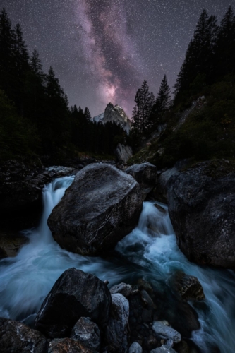 Milky Way over Rosenlaui with Rock