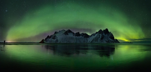 Northern Lights and Reflection over Vestrahorn
